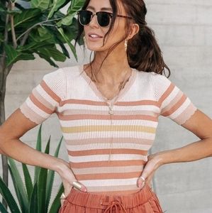 Striped Ribbed Sweater Tee